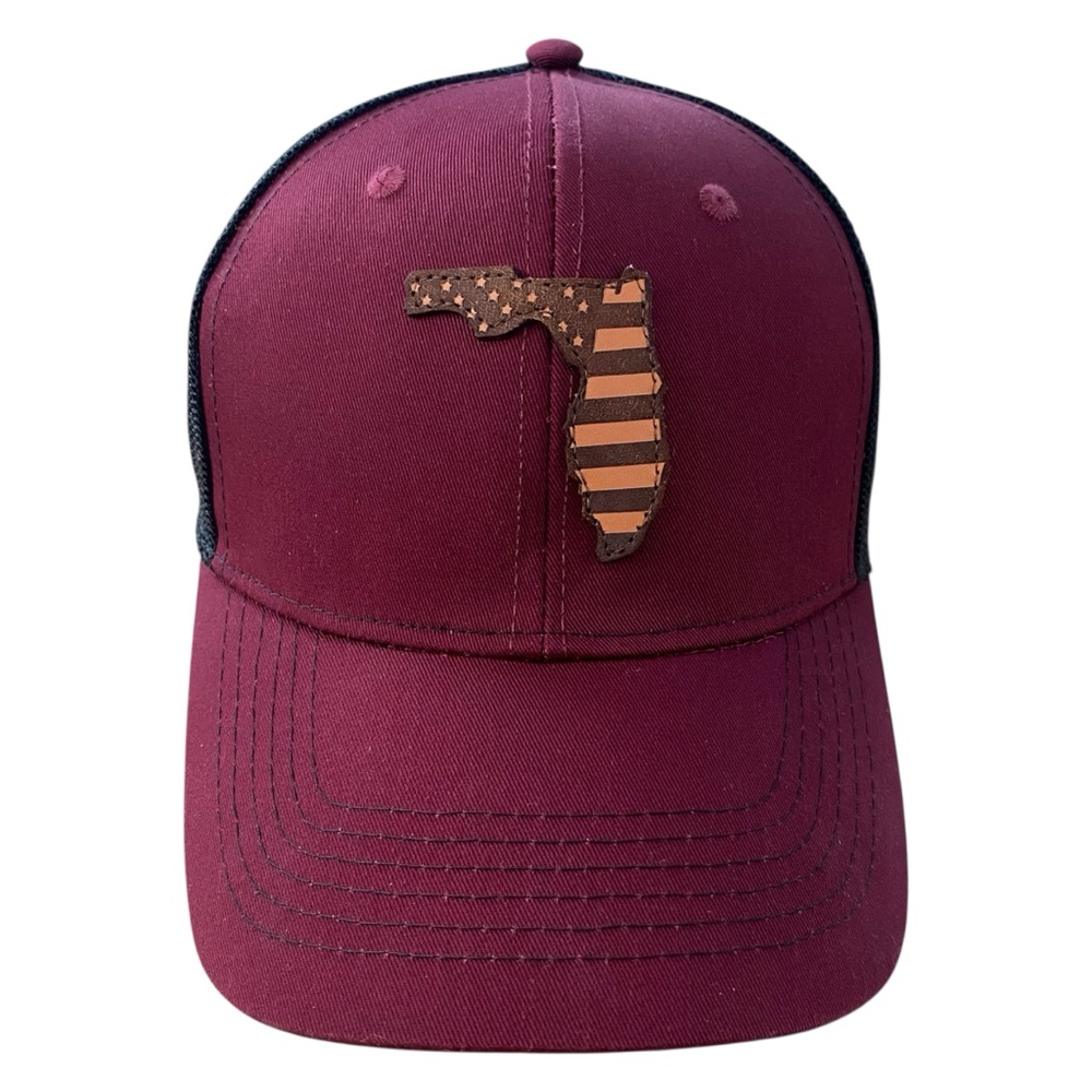 DK Caps Fort Myers Florida Mesh Snapback Cap Red Adjustable Trucker Hat USA